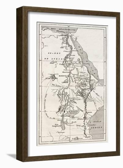 Nile Basin Old Map. By Unidentified Author, Published On Le Tour Du Monde, Paris, 1867-marzolino-Framed Art Print