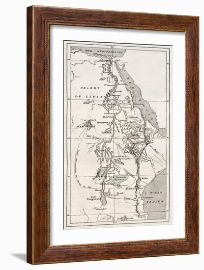 Nile Basin Old Map. By Unidentified Author, Published On Le Tour Du Monde, Paris, 1867-marzolino-Framed Art Print