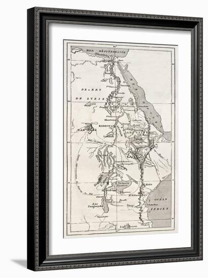 Nile Basin Old Map. By Unidentified Author, Published On Le Tour Du Monde, Paris, 1867-marzolino-Framed Art Print