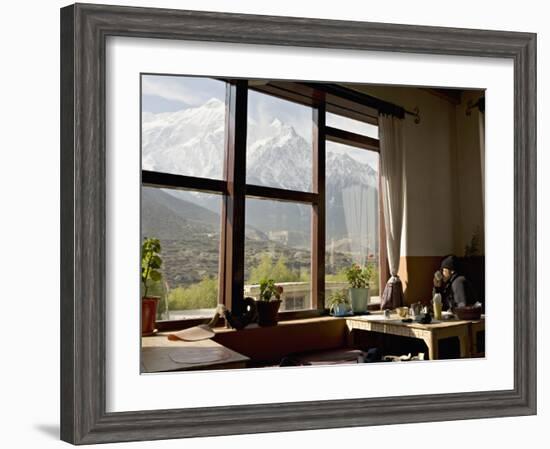 Nilgiri Range Whilst Enjoying Breakfast in Om's Home Hotel at Jomsom on the Annapurna Circuit Trek-Don Smith-Framed Photographic Print