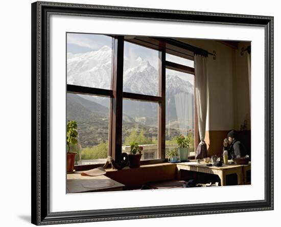 Nilgiri Range Whilst Enjoying Breakfast in Om's Home Hotel at Jomsom on the Annapurna Circuit Trek-Don Smith-Framed Photographic Print