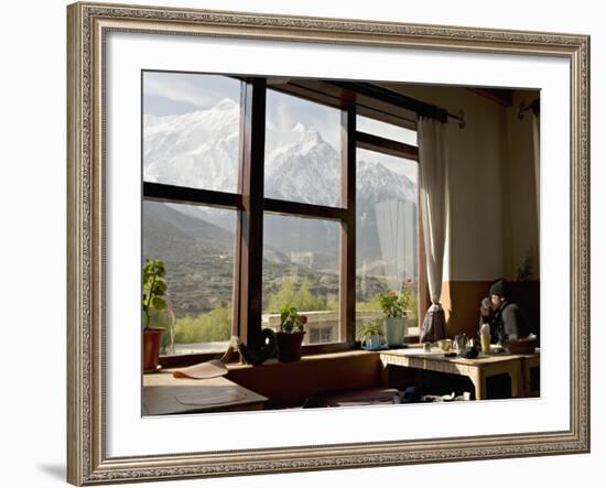 Nilgiri Range Whilst Enjoying Breakfast in Om's Home Hotel at Jomsom on the Annapurna Circuit Trek-Don Smith-Framed Photographic Print