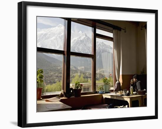 Nilgiri Range Whilst Enjoying Breakfast in Om's Home Hotel at Jomsom on the Annapurna Circuit Trek-Don Smith-Framed Photographic Print