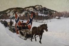 Enterrement d'un marin à la campagne en Norvège-Nils Gustav Wentzel-Framed Premier Image Canvas