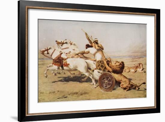 Nimrod, a Mighty Hunter, Illustration from 'The Outline of History' by H.G. Wells, Volume I,…-Briton Rivière-Framed Giclee Print