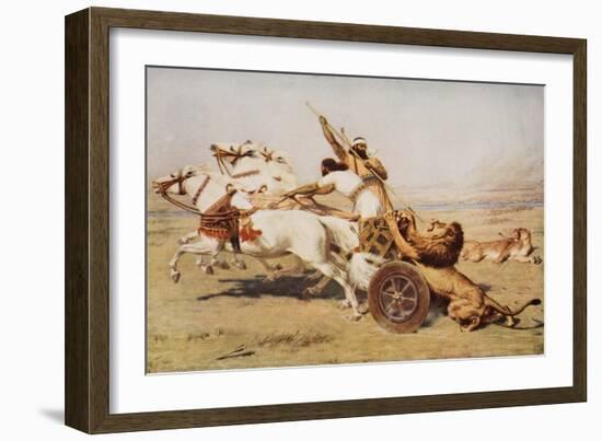 Nimrod, a Mighty Hunter, Illustration from 'The Outline of History' by H.G. Wells, Volume I,…-Briton Rivière-Framed Giclee Print