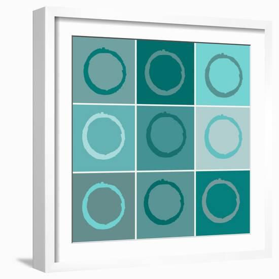 Nine Patch Blue Circles-Ricki Mountain-Framed Art Print