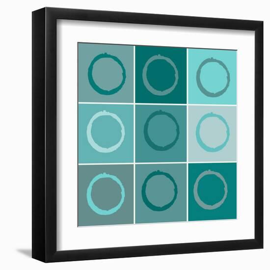 Nine Patch Blue Circles-Ricki Mountain-Framed Art Print