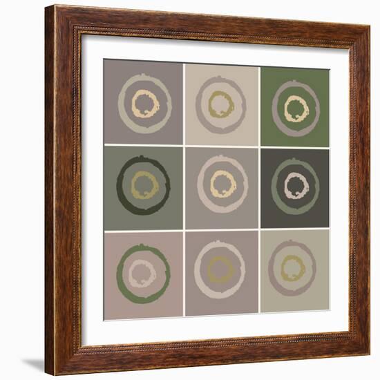 Nine Patch Circles In Circles-Ricki Mountain-Framed Art Print