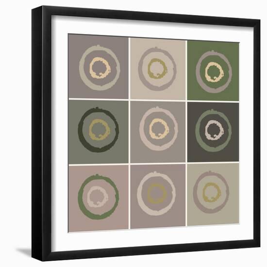 Nine Patch Circles In Circles-Ricki Mountain-Framed Art Print