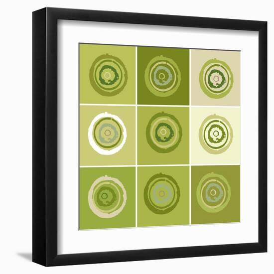 Nine Patch Green Tree Circles I-Ricki Mountain-Framed Art Print