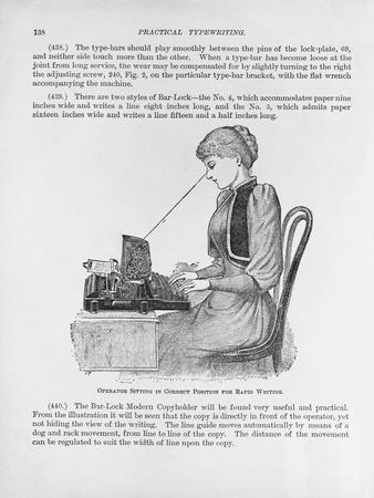 Nineteenth Century Book Illustration of a Woman at a Typewriter Giclee ...