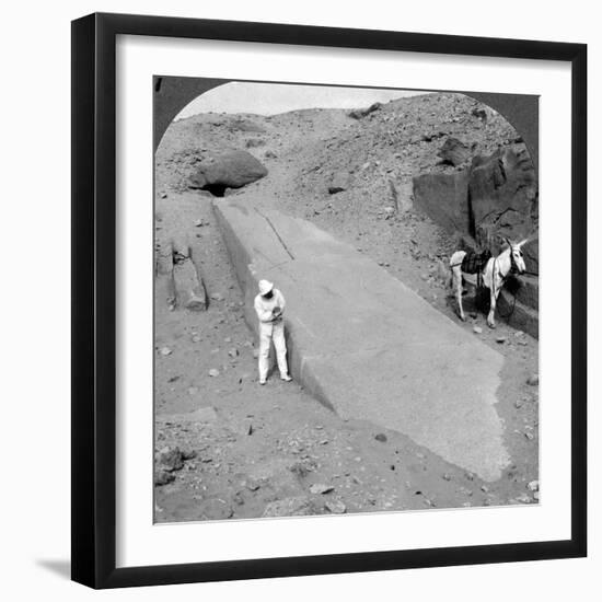 Ninety-Two Foot Obelisk Still Lying in the Quarry of Assuan (Aswa), Egypt, 1905-Underwood & Underwood-Framed Photographic Print