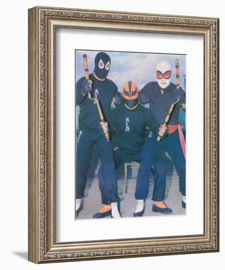 Ninja Mexican Wrestlers with Nunchuks-null-Framed Art Print