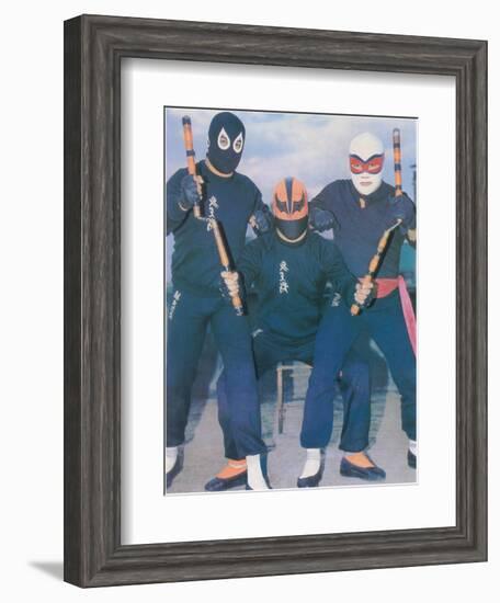 Ninja Mexican Wrestlers with Nunchuks-null-Framed Art Print