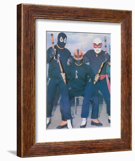 Ninja Mexican Wrestlers with Nunchuks-null-Framed Art Print