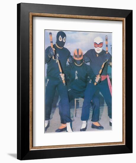 Ninja Mexican Wrestlers with Nunchuks-null-Framed Art Print