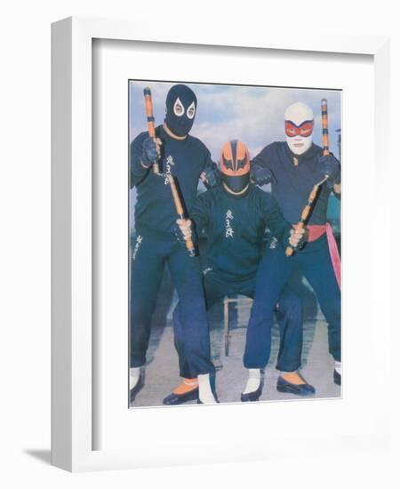 Ninja Mexican Wrestlers with Nunchuks-null-Framed Art Print
