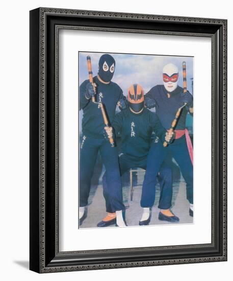 Ninja Mexican Wrestlers with Nunchuks-null-Framed Art Print