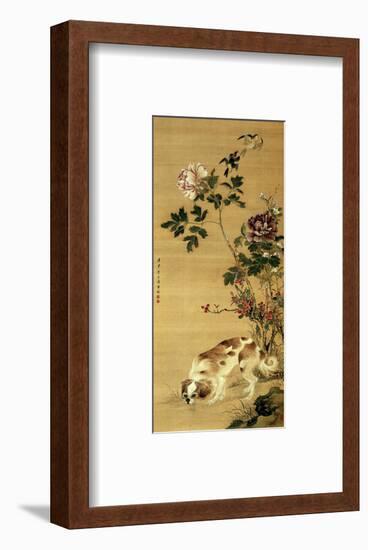 Ninja Walking His Dog, c 1800’s-Kaneko Kinryo-Framed Art Print