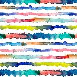 Watercolor Stripes Summer Sunset-Ninola Designs-Art Print