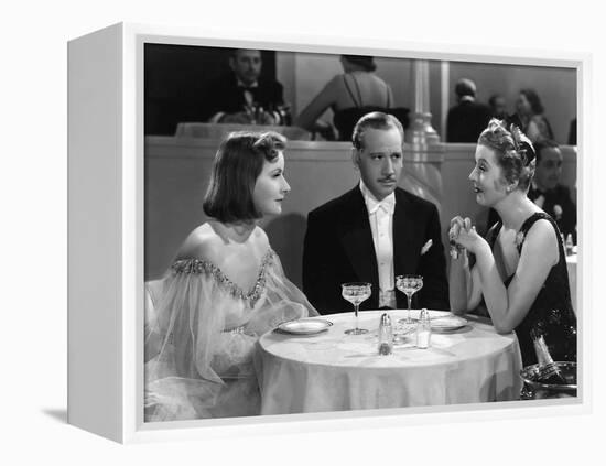 NINOTCHKA, 1939 directed by ERNST LUBITSCH Greta Garbo, Melvyn Douglas and Ina Claire (b/w photo)-null-Framed Stretched Canvas