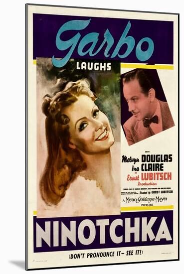 NINOTCHKA, from left: Greta Garbo, Melvyn Douglas, 1939.-null-Mounted Art Print