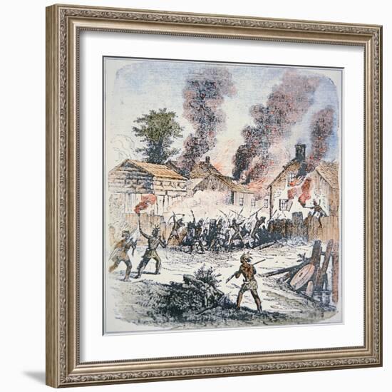 Nipmuc Indians Attack the Settlement of Brookfield, Massachusetts in August 1675-English-Framed Giclee Print