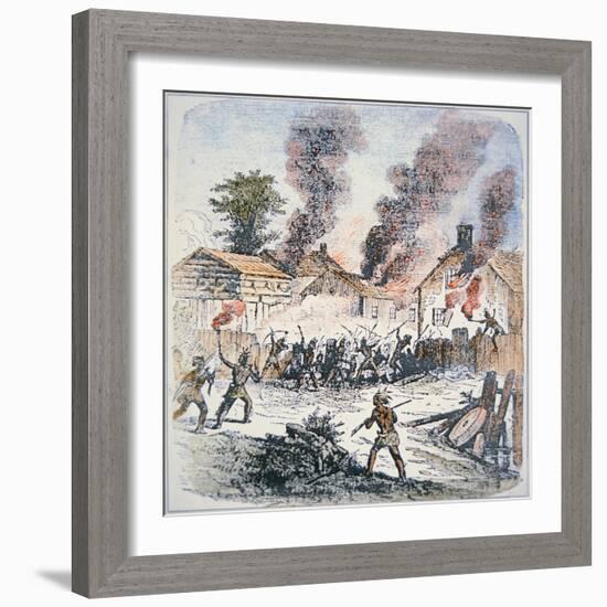 Nipmuc Indians Attack the Settlement of Brookfield, Massachusetts in August 1675-English-Framed Giclee Print