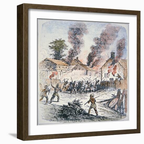 Nipmuc Indians Attack the Settlement of Brookfield, Massachusetts in August 1675-English-Framed Giclee Print