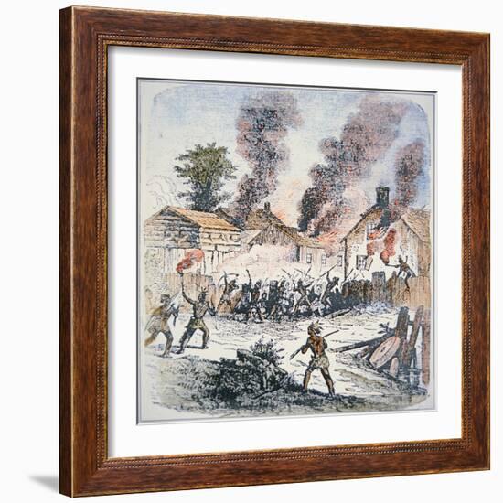 Nipmuc Indians Attack the Settlement of Brookfield, Massachusetts in August 1675-English-Framed Giclee Print