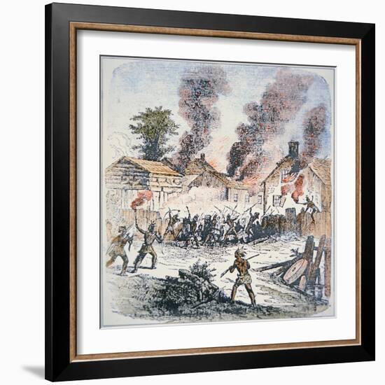 Nipmuc Indians Attack the Settlement of Brookfield, Massachusetts in August 1675-English-Framed Giclee Print