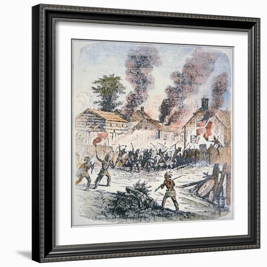 Nipmuc Indians Attack the Settlement of Brookfield, Massachusetts in August 1675-English-Framed Giclee Print