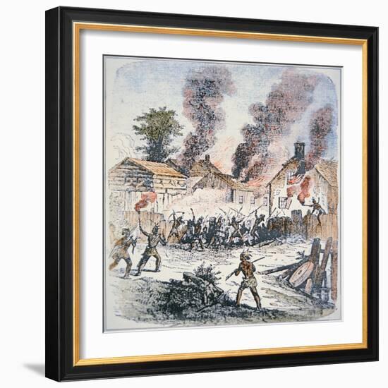 Nipmuc Indians Attack the Settlement of Brookfield, Massachusetts in August 1675-English-Framed Giclee Print