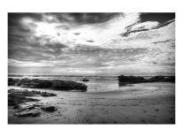Black and White Rocky Coast-Nish Nalbandian-Stretched Canvas