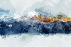 Abstract Mountain Ranges in Morning Light, Digital Watercolor Painting-Nithid-Photographic Print