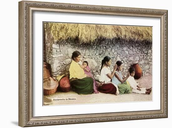 Nitpicking Beggars, Mexico-null-Framed Art Print