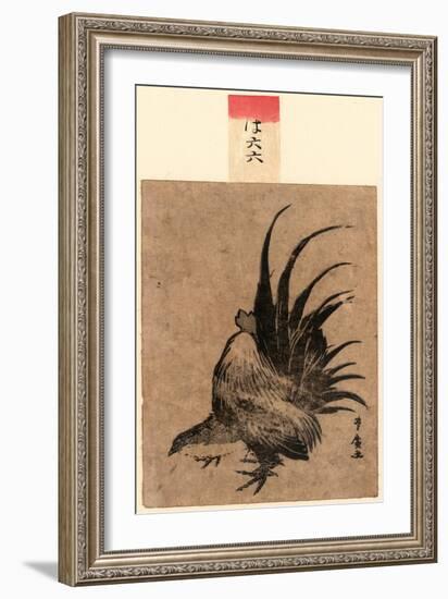 Niwatori, Chicken. [Between 1804 and 1818], 1 Print : Woodcut, Color ; 17.2 X 11.4-Utagawa Toyohiro-Framed Giclee Print