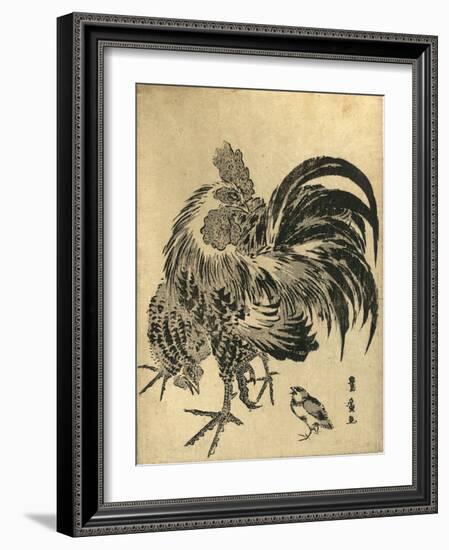 Niwatori, Hen and Chick. [Between 1804 and 1818], 1 Print : Woodcut, Color ; 22.1 X 17-Utagawa Toyohiro-Framed Giclee Print