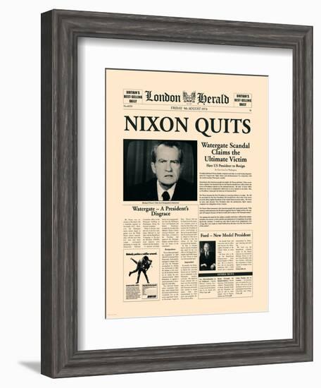 Nixon Quits-The Vintage Collection-Framed Art Print