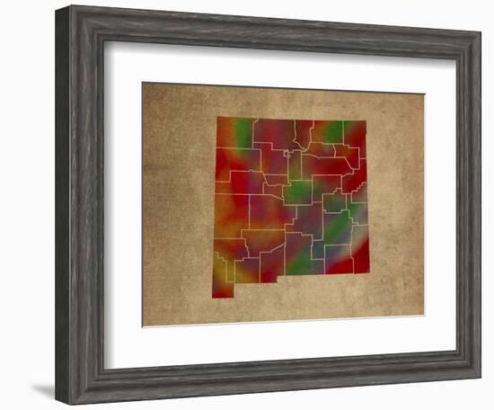 NM Colorful Counties-Red Atlas Designs-Framed Giclee Print