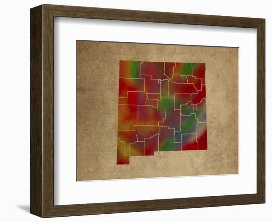 NM Colorful Counties-Red Atlas Designs-Framed Giclee Print