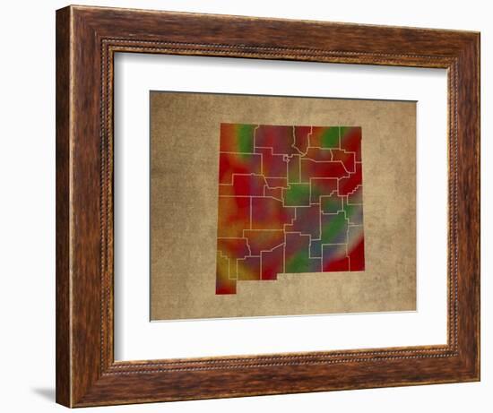 NM Colorful Counties-Red Atlas Designs-Framed Giclee Print