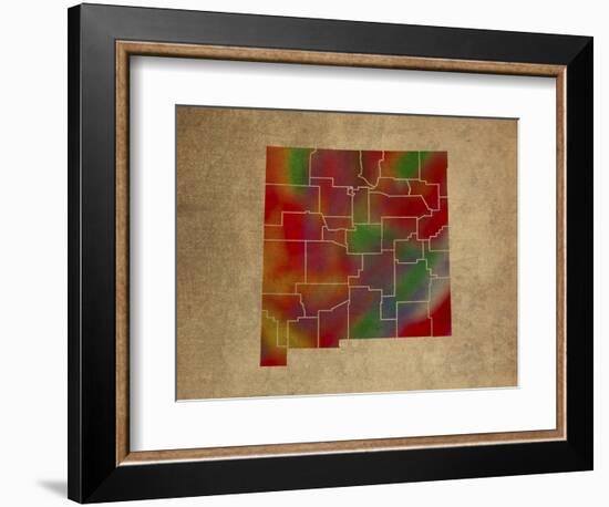 NM Colorful Counties-Red Atlas Designs-Framed Giclee Print