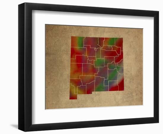 NM Colorful Counties-Red Atlas Designs-Framed Giclee Print