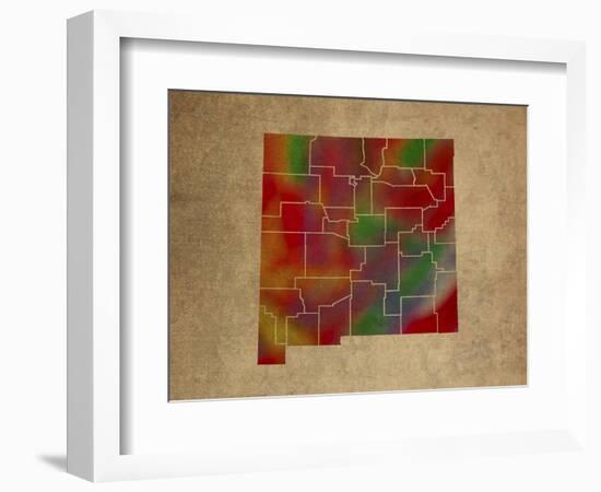 NM Colorful Counties-Red Atlas Designs-Framed Giclee Print