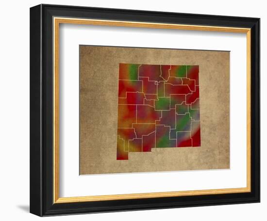 NM Colorful Counties-Red Atlas Designs-Framed Giclee Print