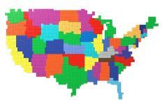 Toy Bricks American Map-nmcandre-Art Print