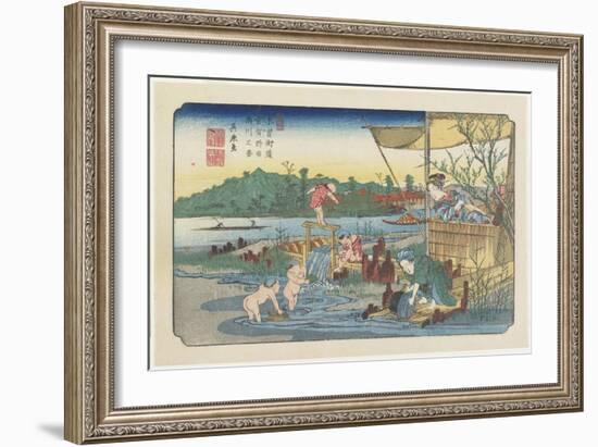 No.13 View of the Tori-Kawa River at Kuragano Station, 1830-1844-Keisai Eisen-Framed Giclee Print