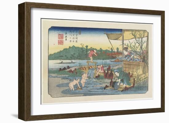 No.13 View of the Tori-Kawa River at Kuragano Station, 1830-1844-Keisai Eisen-Framed Giclee Print